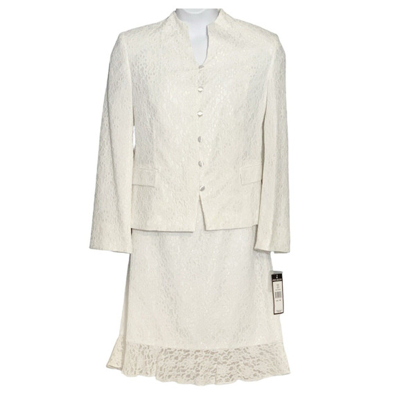 John Meyer Dresses & Skirts - Vintage John Meyer Lace Skirt Suit Plus Sz 18 Ivory Wedding Glam Vow Renewal NWT